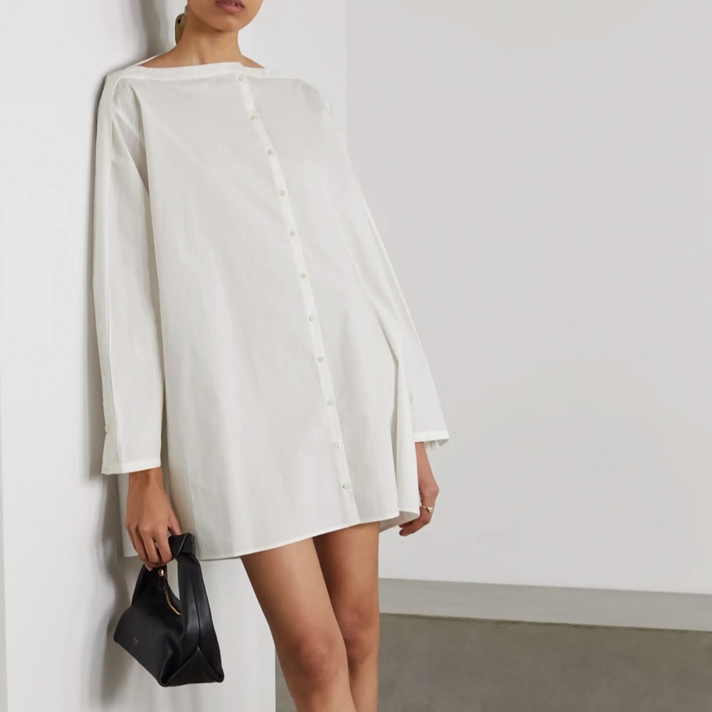 NWT Toteme White Cotton Poplin Mini Dress Size XS